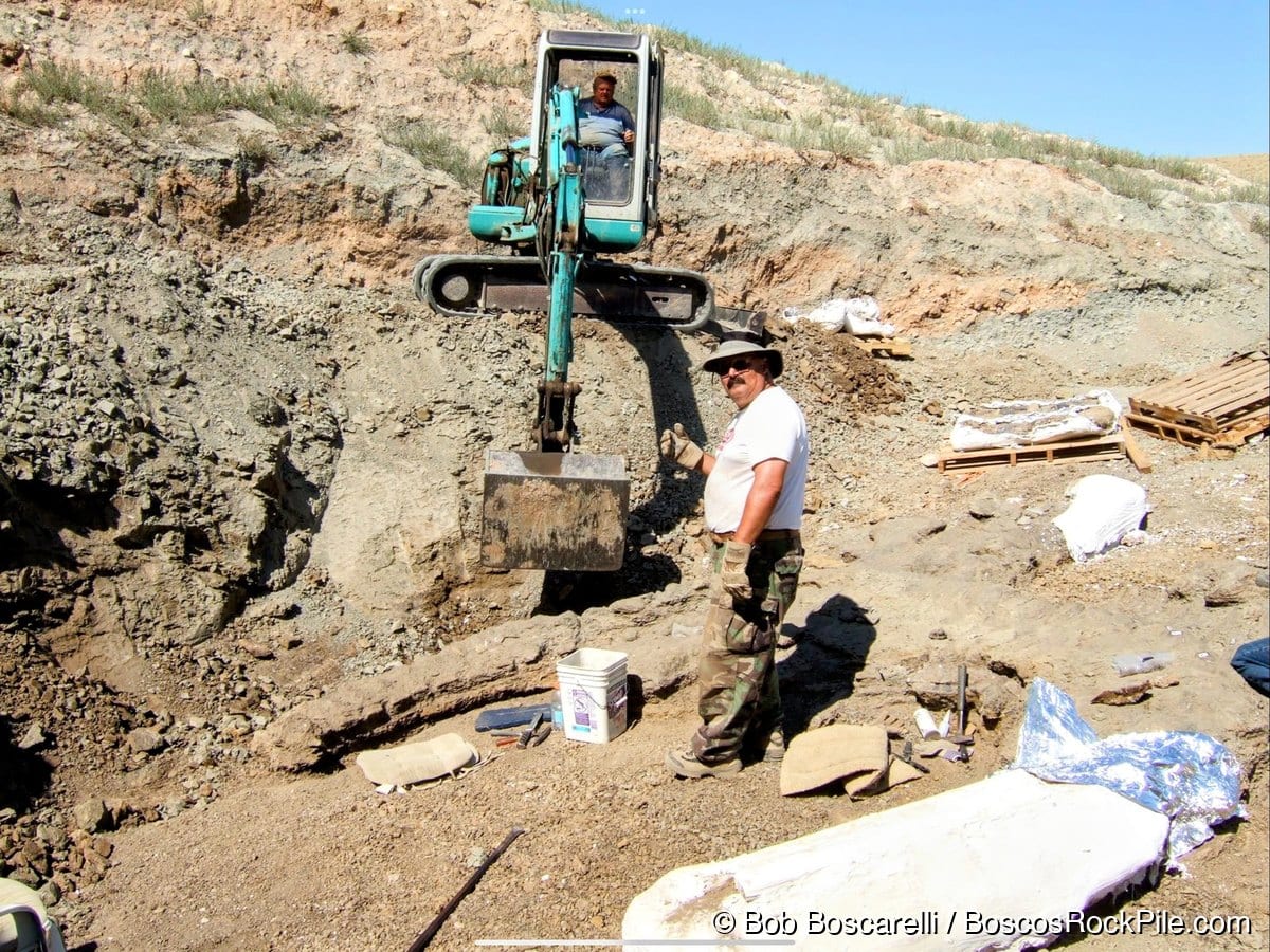 Bob Boscarelli at the Shell, Wyoming quarry with the excavator